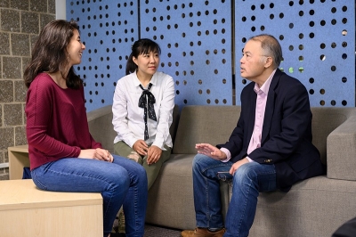 Office for International Students and Scholars International students sitting and speaking with the director of the Office for International Students and Scholars