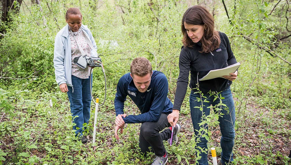 Graduate Biology students and faculty conducting field work Graduate Biology students and faculty conducting field work