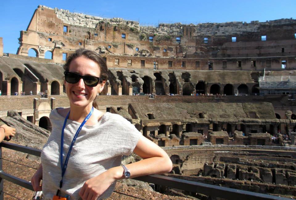 Megan Quinn '21 MA standing in front of the Colosseum Megan Quinn '21 MA standing in front of the Colosseum
