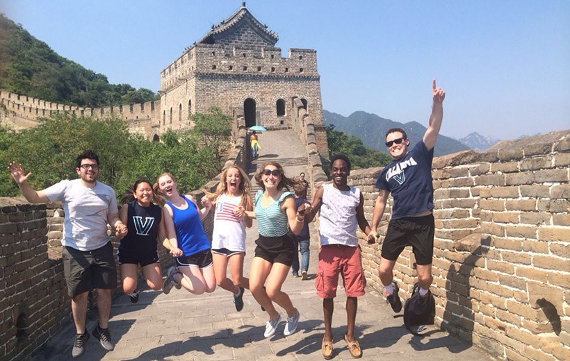 Villanova students stand on the Great Wall of China. Villanova students stand on the Great Wall of China.