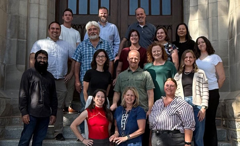Psychological and Brain Sciences Faculty Photo PBS 2025 full time faculty photo. Professors from left to right, back to front: Dr. Nathaniel Greene, Dr. Bradley Hughes, Dr. John Kurtz, Dr. Grant Berry, Dr. Michael Brown, Dr. Erica Slotter, Dr. Janette Herbers, Dr. Irene Kan, Dr. Suzanne Gray, Dr. M. Ali Qadri, Dr. Elizabeth Pantesco, Dr. Benjamin Sachs, Dr. Rebecca Brand, Dr. Caitlyn Yantis, Dr. Deena Weisberg, Dr. Anna Drummey, and Dr. Emily Slonecker. Not Featured: Drs. Diego Fernandez-Duque, Patrick Markey, Matthew Mattell, and Joseph Toscano.