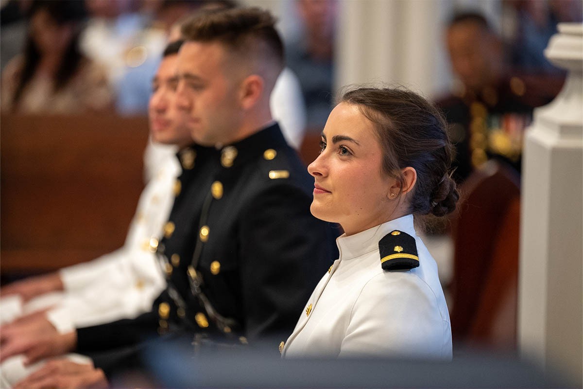Nursing student in her ROTC regalia at service