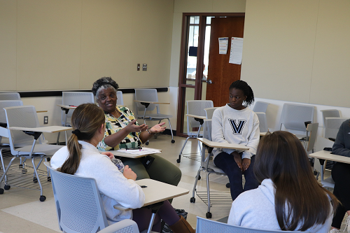 Students meeting with teacher