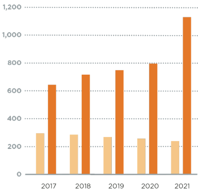 Endowment vs. Long Term Debt Chart Chart showing Endowment vs. Long Term Debt