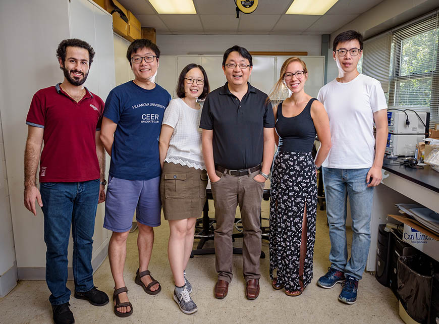 A team of PhD students collaborate in Villanova’s Cellular Biomechanics and Sports Science lab. A team of PhD students collaborate in Villanova’s Cellular Biomechanics and Sports Science lab.