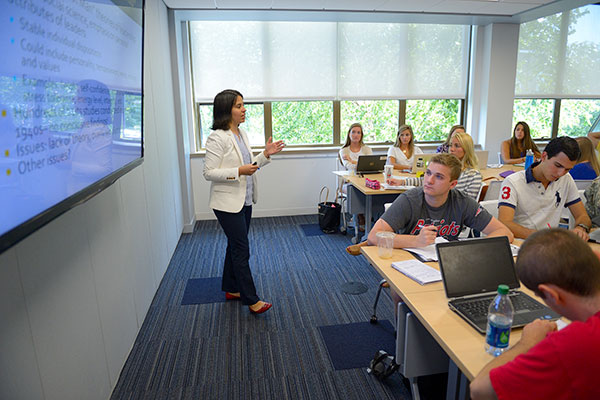 Professor and students in class.