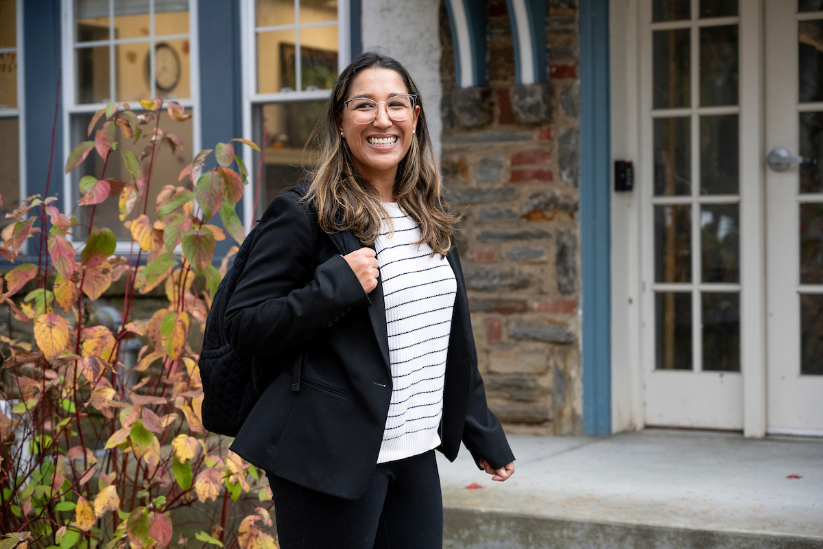 Student with backpack