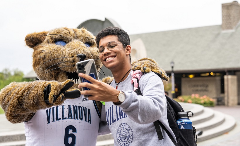 Fall Preview Day graphic with a photograph of a girl walking across autumn leaves