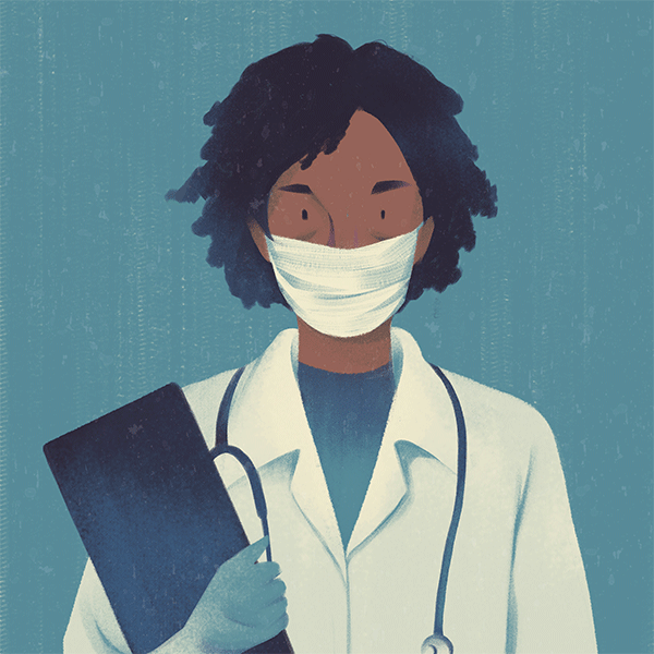 Illustration of a nurse wearing a face mask